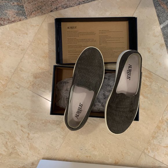 Aureus Gray Suede Slip on Sneakers - Picture 3 of 6